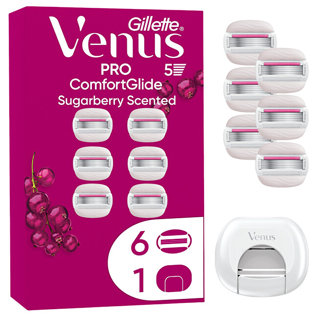 Gillette Venus ComfortGlide Sugarbarry NH 6 pcs + Cover skustuvo galvutė