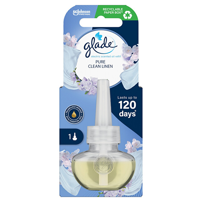 Glade Refill for electric air freshener Pure Clean Linen 20 ml 20ml elektrinis kvapų difuzorius Glade Refill for electric air freshener Pure Clean Linen 20 ml 20ml elektrinis kvapų difuzorius