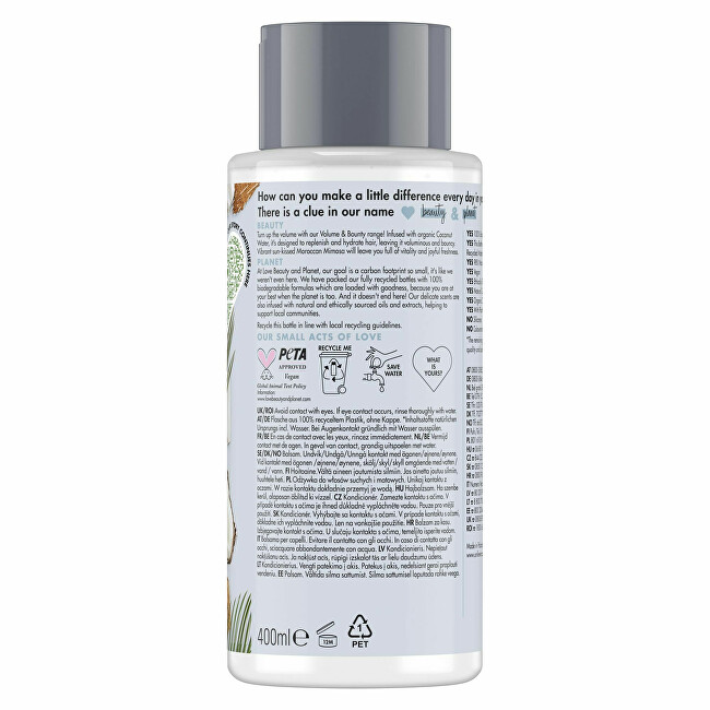 Love Beauty and Planet Conditioner for fine hair with coconut water and mimosa flowers ( Volume and Bounty Conditioner) 400ml plaukų balzamas