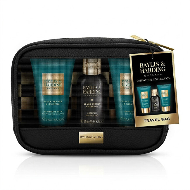 Baylis & Harding Men Body Care Trio ( Black Pepper & Ginseng ) - D&aacute;rkov&aacute; sada v ta&scaron;tičce ( 3 ks ) Vonios ir du&scaron;o priemonė Vyrams