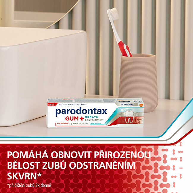 Parodontax Gum and Sensitive Whitening Toothpaste 75 ml 75ml burnos priežiūros priemonė periodontito profilaktikai ir gydymui