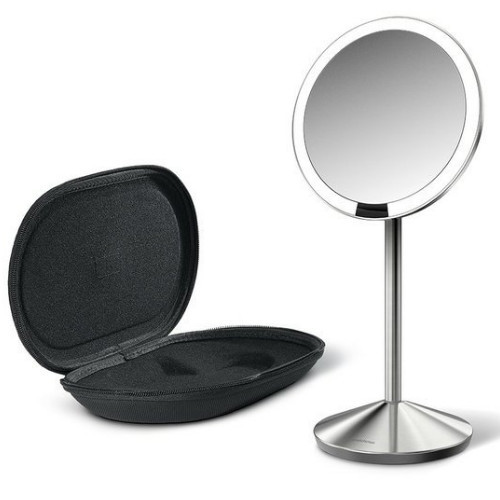 Simplehuman Travel Rechargeable Cosmetic Mirror Sensor with LED illumination, 10x magnification Nerez ocel Moterims
