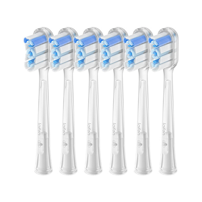 Laifen Replacement head for toothbrush 2.0 Super-Clean Transparent 3 ks dantų &scaron;epetėlis
