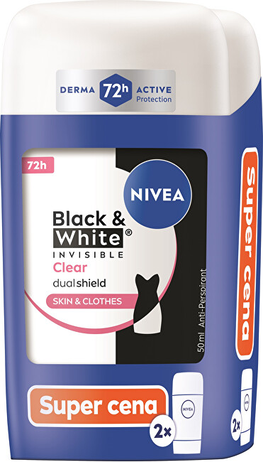 Nivea B&W Invisible Clear Duo solid antiperspirant set 2 x 50 ml 50ml Moterims