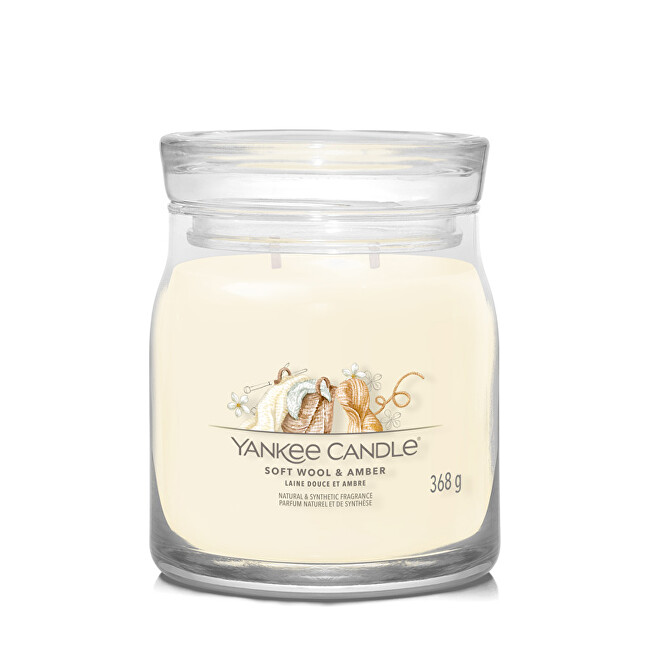 Yankee Candle Aromatic candle Signature glass medium Soft Wool & Amber 368 g Unisex