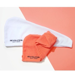 Revolution Haircare Elastic hair turban (Microfibre Hair Wrap) Coral/White plaukų formavimo prietaisas