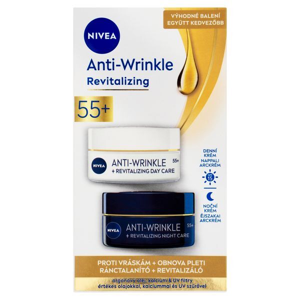 Nivea 55+ Anti-Wrinkle Revitalizing Duopack Skin Care Gift Set vietinės priežiūros priemonė
