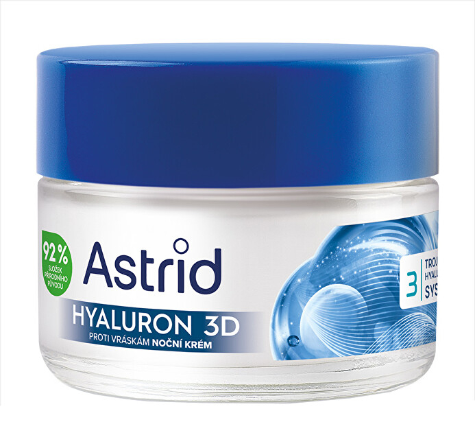 Astrid Hyaluron 3D Night Cream - Nočn&iacute; pleťov&yacute; kr&eacute;m proti vr&aacute;sk&aacute;m Veido priežiūra nuo senėjimo Moterims