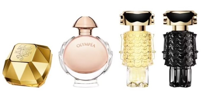 Rabanne Mini sada Rabanne pro ženy - Million - EDP 5 ml + Olympea - EDP 6 ml + Fame - parf&eacute;m 4 ml + Fame - EDP 4 ml 5ml Moterims