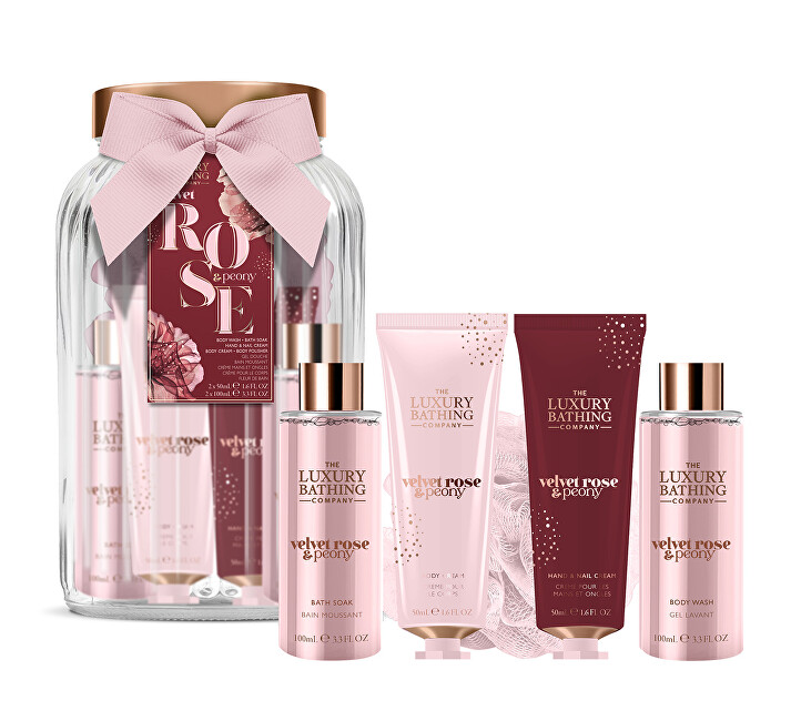 The Luxury Bathing Company Gift set in a glass jar Rose & Peony 5 pcs Moterims