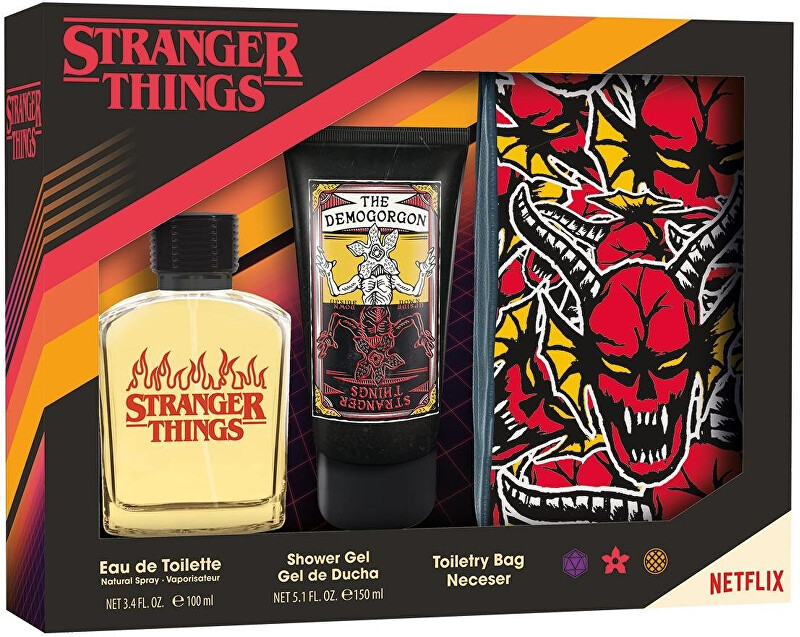 EP Line Stranger Things - EDT 100 ml + sprchový gel 150 ml + toaletní taška 100ml Stranger Things - EDT 100 ml + sprchový gel 150 ml + toaletní taška Vaikams Rinkinys