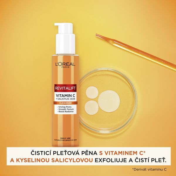 L&acute;Or&eacute;al Paris Cleansing facial foam with vitamin C Revita l ift ( Clean ser) 150 ml 150ml makiažo valiklis