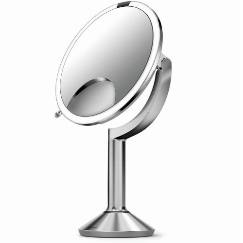 Simplehuman Rechargeable Cosmetic mirror Sensor TRIO with touch control and LED illumination, 1x / 5x / 10x magnification Brushed stainless steel veidrodis