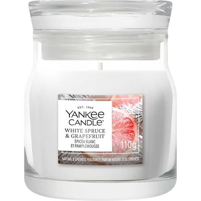 Yankee Candle Signature scented candle glass small White Spruce & Grapefruit 110 g kvepianti žvakė