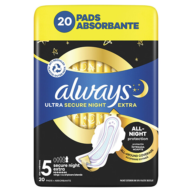 Always Ultra Secure Night S5 night sanitary pads 20 pcs Moterims