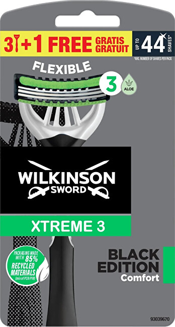 Wilkinson Sword Disposable razor for men Xtreme 3 Black Edition Comfort 3+1 pc Vyrams