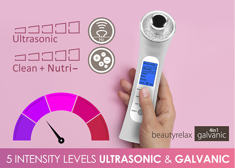 BeautyRelax Galvanic skin iron 4 in 1 with photon therapy BR-1150W vietinės priežiūros priemonė