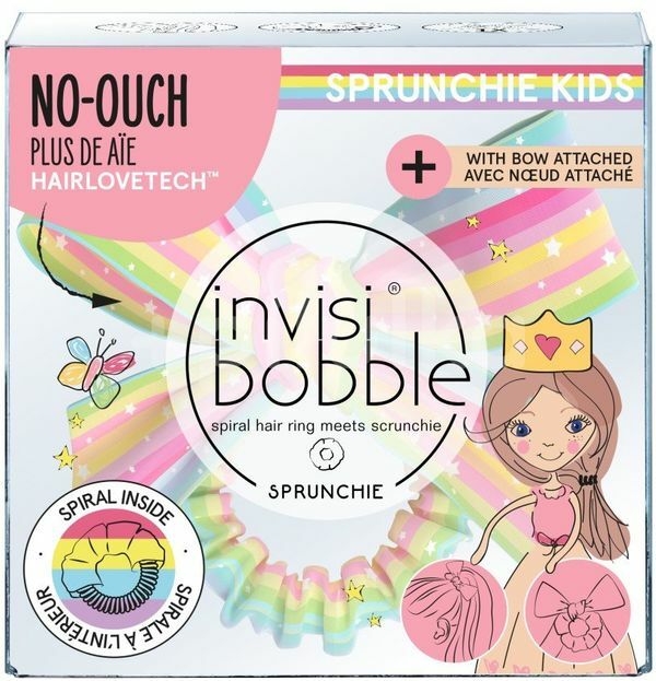 Invisibobble Children´s hair band with ribbon Kids Slim Sprunchie Let´s Chase Rainbows Moterims
