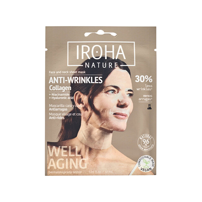 Iroha Cotton mask for face and neck Anti-Age Face & Neck Mask 30 ml 30ml vietinės priežiūros priemonė