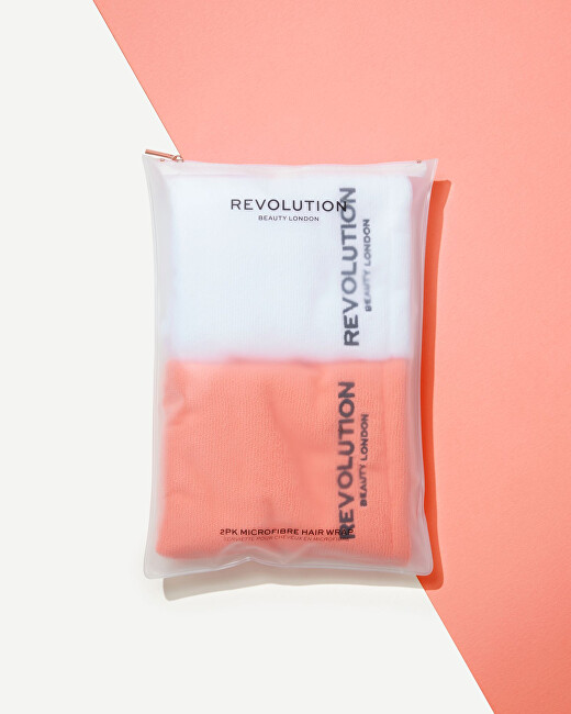 Revolution Haircare Elastic hair turban (Microfibre Hair Wrap) Coral/White plaukų formavimo prietaisas