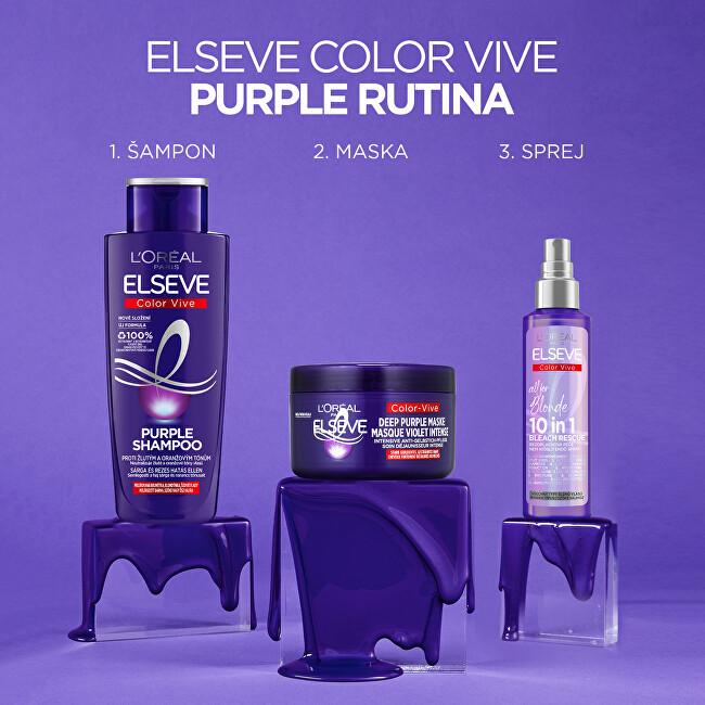 L&acute;Or&eacute;al Paris Deep purple mask neutralizing yellow tones in hair Elseve Color-Vive (Deep Purple Mask) 250 ml 250ml atstatomoji plaukų priežiūros priemonė