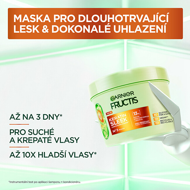 Garnier Mask for dry and frizzy hair Fructis Keratin Sleek (Mask) 370 ml 370ml atstatomoji plaukų priežiūros priemonė