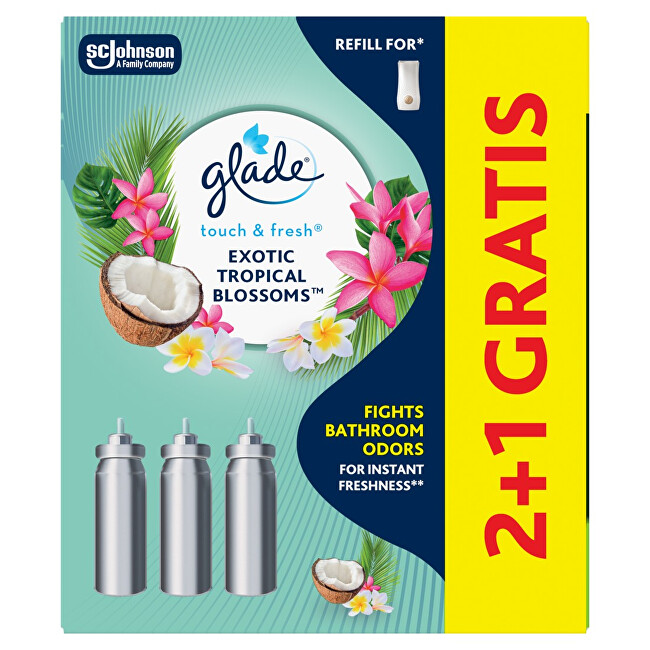 Glade Touch & Fresh Exotic Tropical Blossoms 2+1 Air Freshener Refill Set namų kvapas