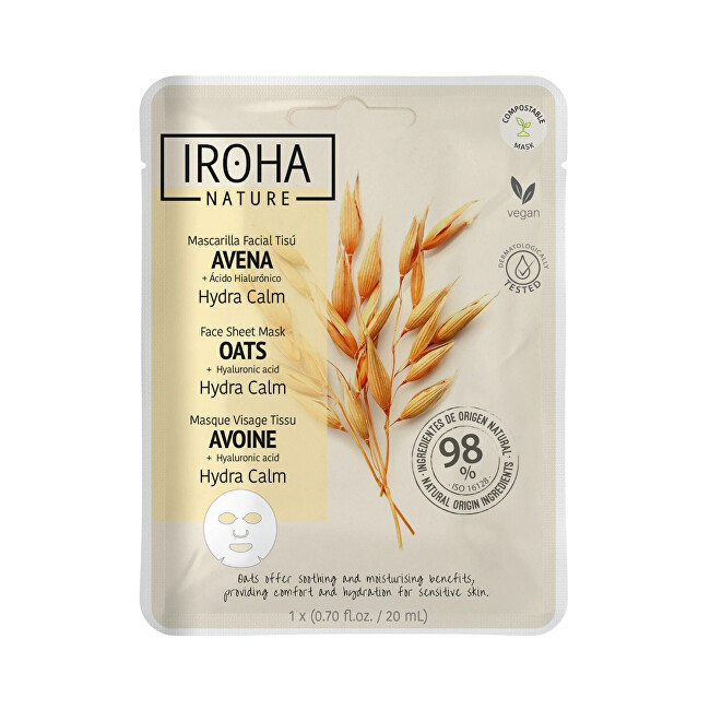 Iroha Oats Hydra Calm Face Sheet Mask Drėkinamasis veido kremas Moterims
