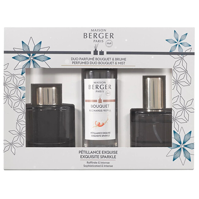 Maison Berger Paris Gift set aroma diffuser Rosalie gray + refill and home spray Intense glitter Kvapas namams su lazdelėmis