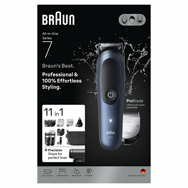 Braun Multifunctional trimmer 11 in 1 Series 7 AIO7540 Dark Blue plaukų segtukas