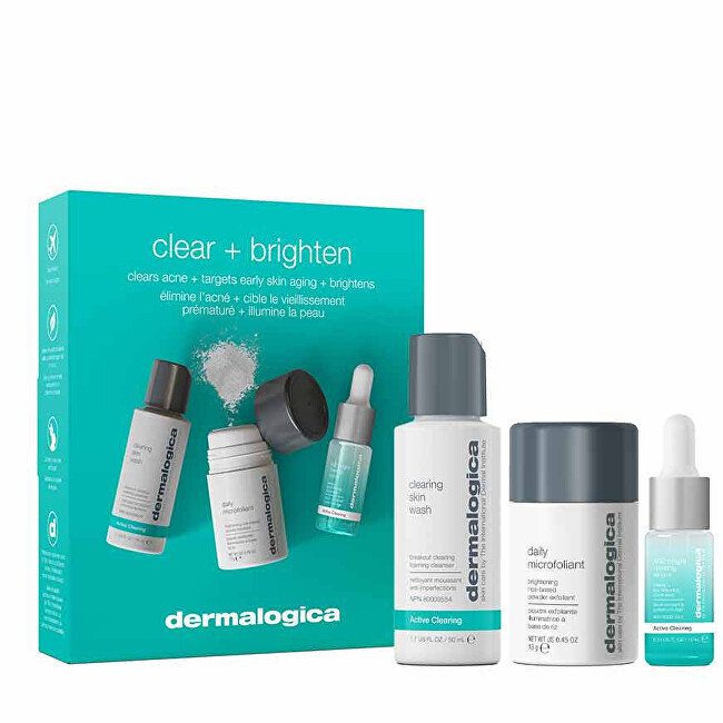 Dermalogica Active Clearing Clear + Brighten Kit Gift Set makiažo valiklis