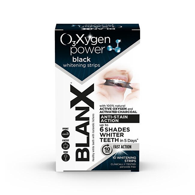 BlanX Teeth whitening strips Oxygen Power Black Whitening Strips 10 pcs dantų balinimui