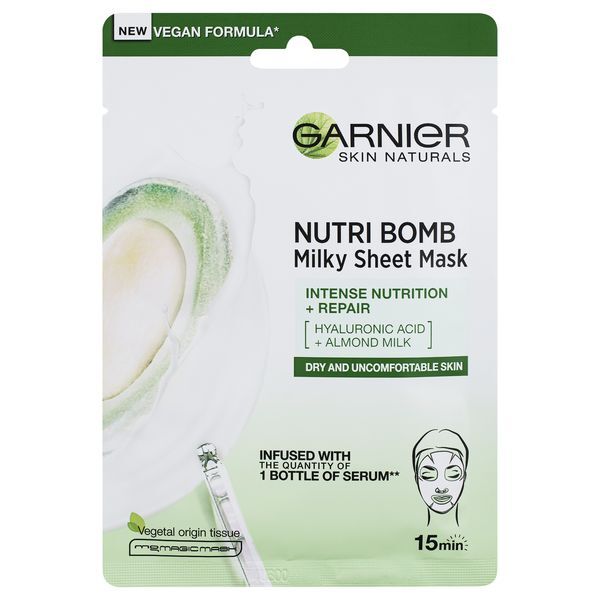 Garnier Textile face mask with almond milk for dry and sensitive skin Skin Natura l s (Milky Tissue Mask) 28 g Moterims