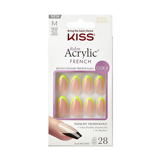 Kiss Adhesive nails Salon Acrylic French Color - Hype 28 pcs Moterims