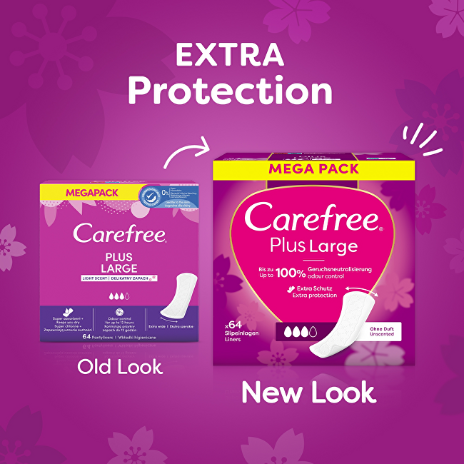 Carefree Plus Large Panty Liners 64 ks Intymios higienos priemonė