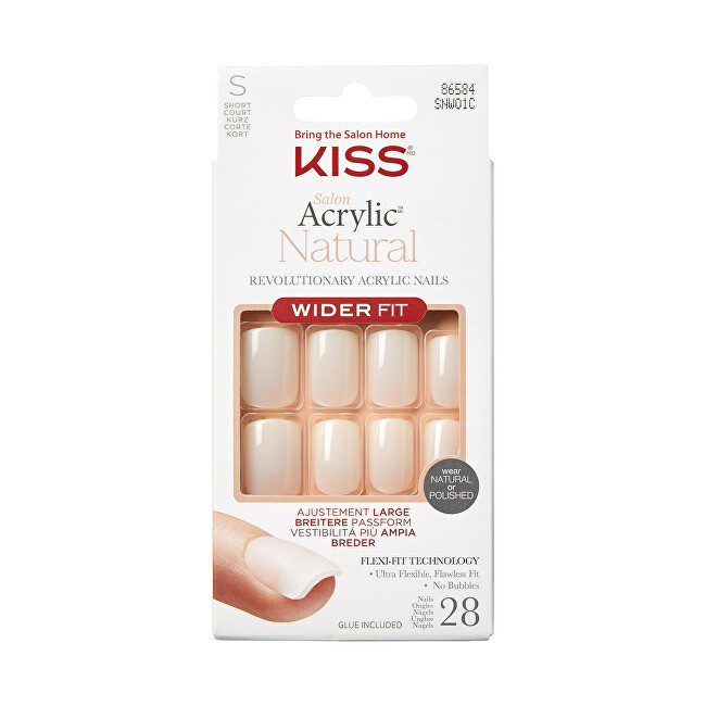 Kiss Adhesive nails Salon Acrylic Natura l Nails - Rare 28 pcs Moterims