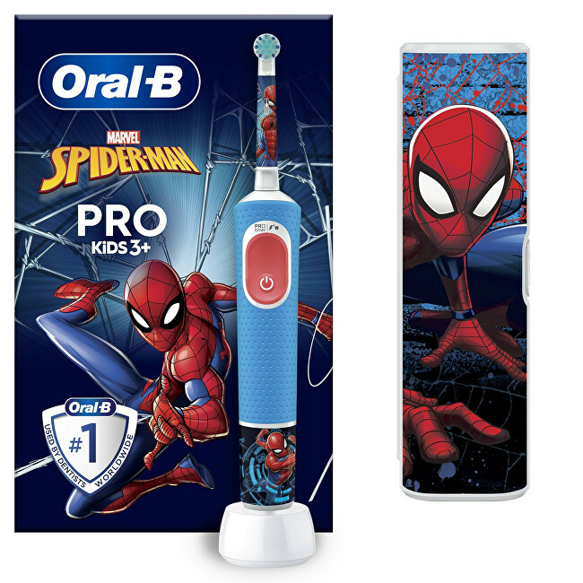 Oral B Vitality Pro Kids Spiderman electric toothbrush with travel case Vaikams