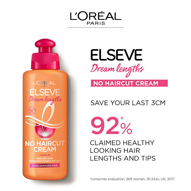 L&acute;Or&eacute;al Paris Cream for Long Hair Elseve Dream Long (No Hair cut Cream) 200 ml 200ml atstatomoji plaukų priežiūros priemonė