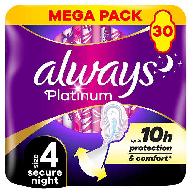 Always Platinum Ultra Secure Night Mega sanitary pads 30 pcs Intymios higienos priemonė