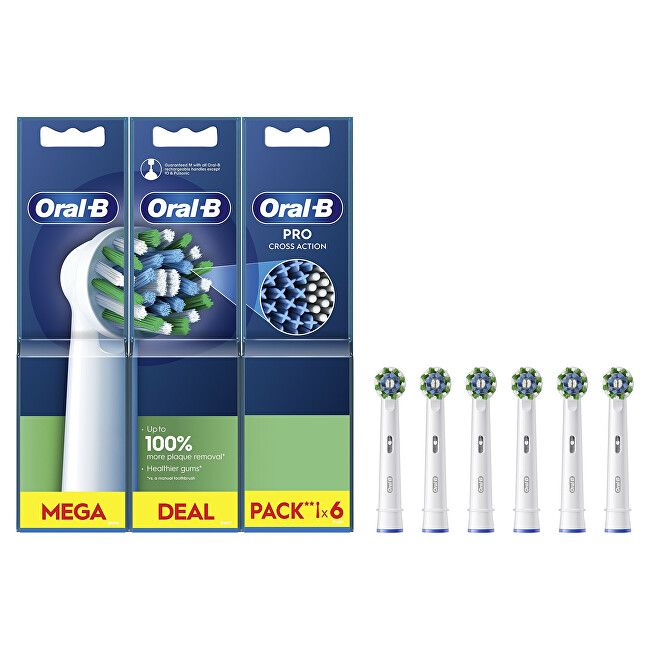 Oral B Cross Action White EB50 replacement brush heads 6 pcs. Unisex