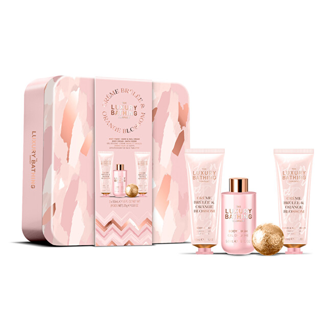 Grace Cole Gift set in a tin can Creme Brul&eacute;e & Orange Blossom 4 pcs Vonios ir du&scaron;o priemonė Moterims