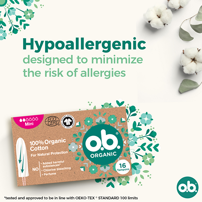 o.b. Organic Mini Tampons 16 ks Intymios higienos priemonė