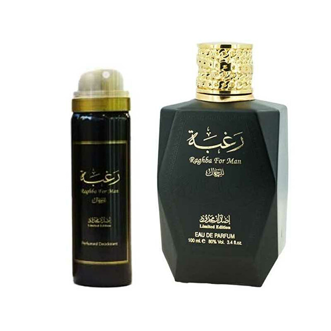 Lattafa Raghba For Men - EDP 100 ml + deodorant ve spreji 50 ml 100ml Raghba For Men - EDP 100 ml + deodorant ve spreji 50 ml Kvepalai Vyrams Rinkinys