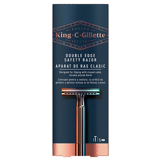 Gillette King shaver (Double Edge Safety Razor) + razors 5 pcs Vyrams