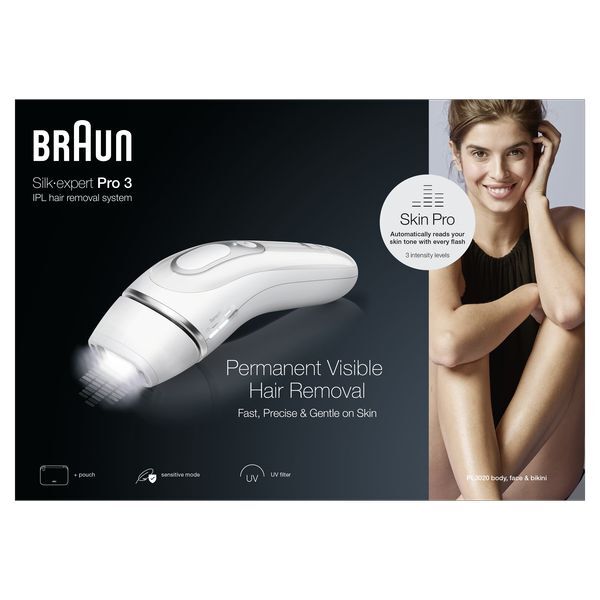 Braun Epilator IPL Silk-expert Pro 3 PL3020 White depiliavimo prietaisas