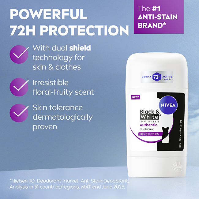 Nivea Solid antiperspirant B&W Authentic Anti-Perspirant 50 ml 50ml dezodorantas