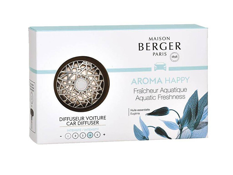 Maison Berger Paris Aroma Happy chrome car diffuser gift set + water freshness refill Unisex