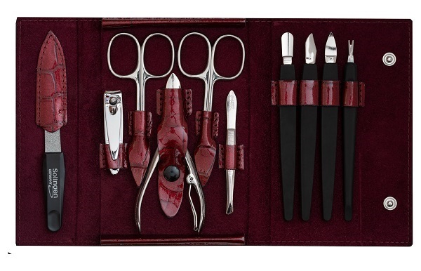 DuKaS Family red manicure Solingen shiny faux leather PL25204 Manikiūro priemonė