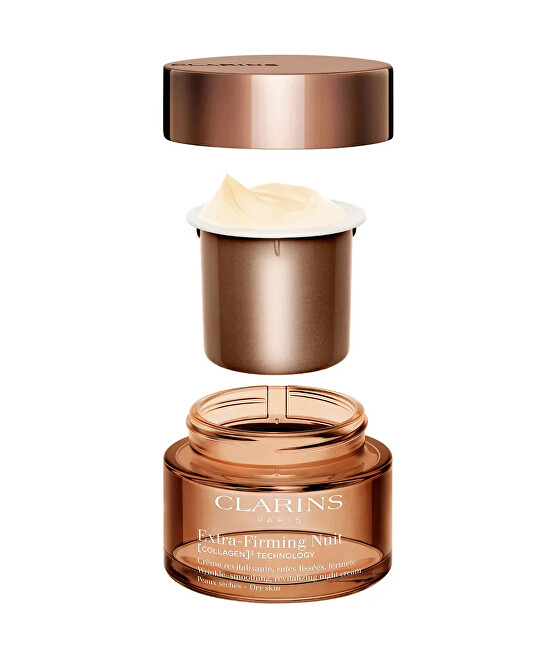 Clarins Extra-Firming Nuit Collagen Technology (Cream Refill) 50 ml night firming cream for dry skin 50ml vietinės priežiūros priemonė