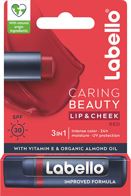 Labello Lip Balm SPF 30 Red Caring Beauty Lip & Cheek 4.8 g Moterims